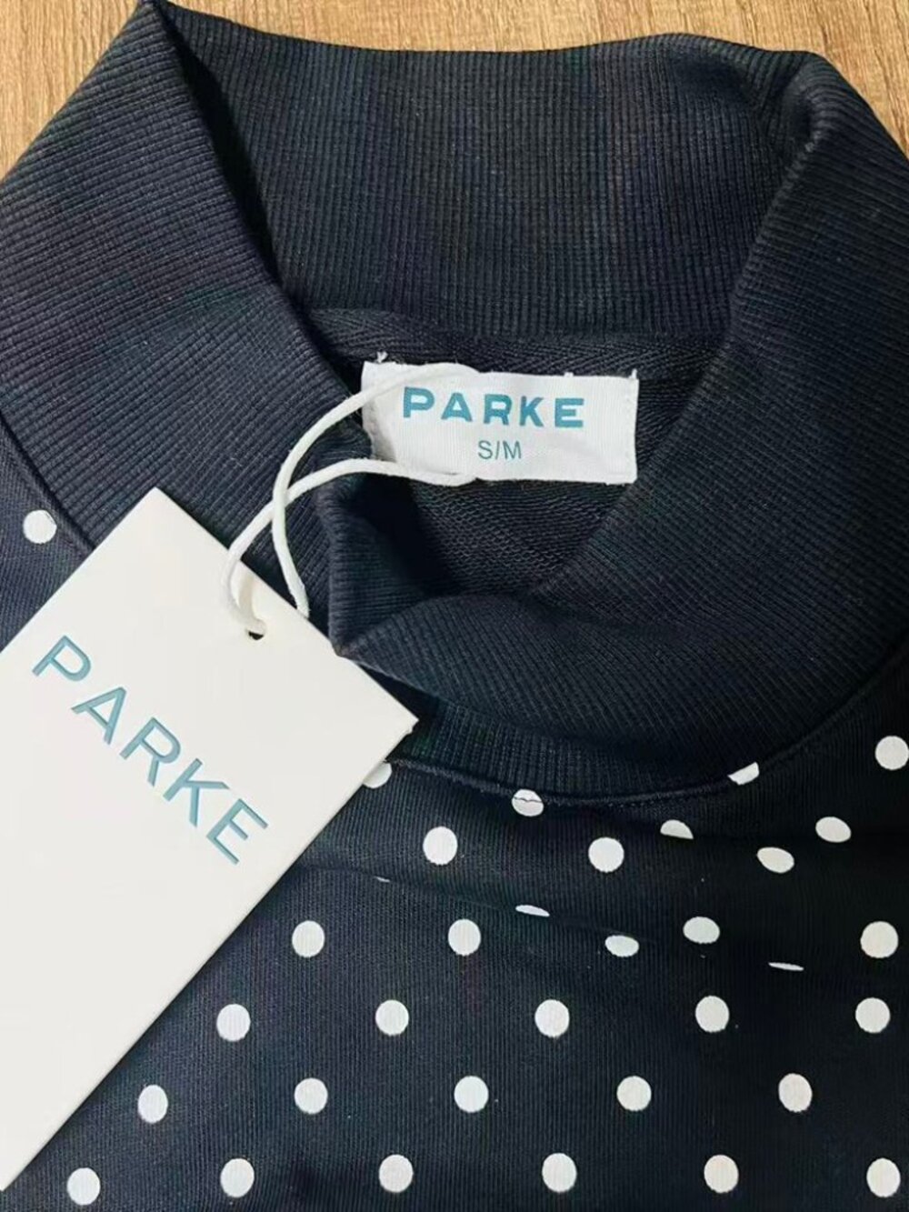 PARKE Black Polka Dot Mock Neck Sweatshirt - Picture 4 of 6